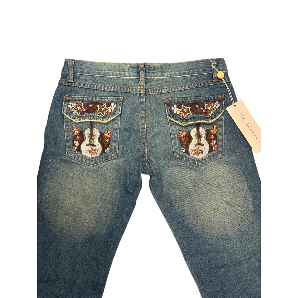 Fancy Collection Bootcut Womens Jeans Size 12 Blue Denim Western Embroidered Des - Picture 6 of 9